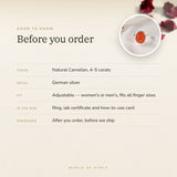 Carnelian Ring – good to know before you order: what is in the box, energised after order
