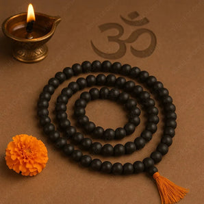 108+1 Divine Karungali Mala - Natural Ebony Wood Beads (Govt. Certified) - WorldOfOorja