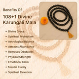 108+1 Divine Karungali Mala - Natural Ebony Wood Beads (Govt. Certified) - WorldOfOorja