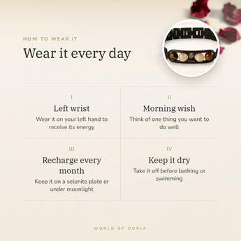 How to wear your Leo Metal Zodiac Bracelet – left wrist, morning wish, recharge on selenite or moonlight