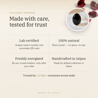 The Oorja promise – Black Obsidian Ring, lab certified and energised after you order
