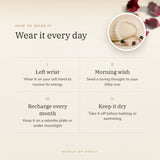 How to wear your Pregnancy Bracelet – left wrist, morning wish, recharge on selenite or moonlight