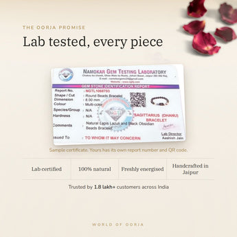 Sagittarius Zodiac Bracelet lab certificate with QR code – The Oorja promise