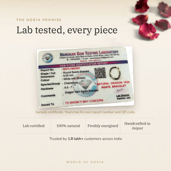 Dragon Vein Bracelet lab certificate with QR code – The Oorja promise