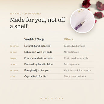 Why World of Oorja – Amethyst Pencil Pendant made for you, finished by hand in Jaipur