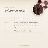 Sacred Ganpati Shlok Pendant – good to know before you order: what is in the box, energised after order