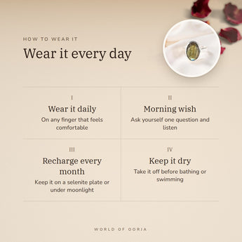 How to wear your Labradorite Ring – daily wear, morning wish, recharge on selenite or moonlight