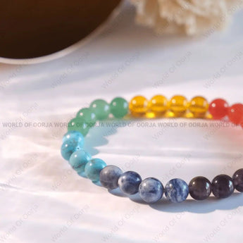 7 Chakra bracelet with authenticity certificate - AAA grade natural multi-crystal gemstone