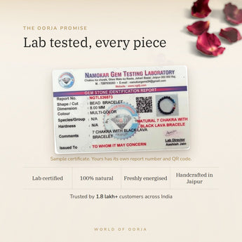 7 Chakra Lava bracelet lab certificate with QR code – The Oorja promise