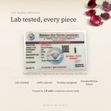 Pyrite Pencil Pendant lab certificate with QR code – The Oorja promise