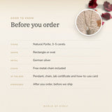 Pyrite Pendant – good to know before you order: what is in the box, energised after order