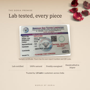 Amazonite Bracelet lab certificate with QR code – The Oorja promise