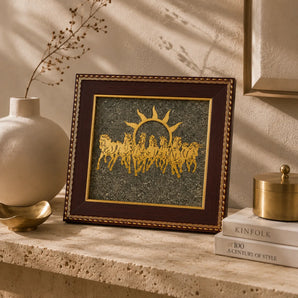7 Horses of Prosperity on Raw Pyrite Frame
