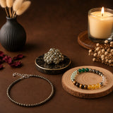 Gajalakshmi Rajyog Combo — Dhan Yog Bracelet + Pyrite Anklet + Raw Pyrite Cluster - WorldOfOorja