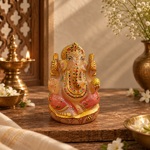 Yellow Quartz Ganesha Idol – 22K Gold Hand-Painted (632g)