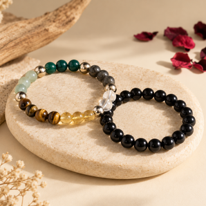 Money & Protection Combo — Dhan Yog Bracelet + Black Obsidian Bracelet