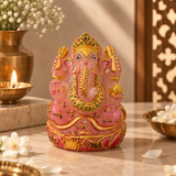 World of Oorja Rose Quartz Ganesha Idol with 22K Gold Hand-Painted Finish 2kg