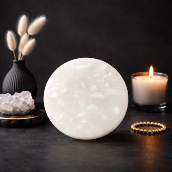 World of Oorja raw Moroccan Selenite plate for crystal charging and cleansing