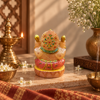 World of Oorja Yellow Quartz Ganesha Idol – 22K Gold Hand-Painted (714g)