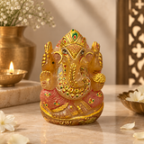 22K Gold Hand-Painted Yellow Quartz Ganesha Idol 443g | Oorja
