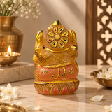 World of Oorja 22K Gold Hand-Painted Yellow Quartz Ganesha Idol 443g | Oorja