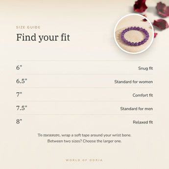 Amethyst bracelet size guide – 6 to 8 inch