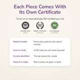 Amethyst Cylinder Bracelet lab certificate – tested at an ISO certified gem lab