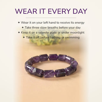 How to wear your Amethyst Cylinder Bracelet