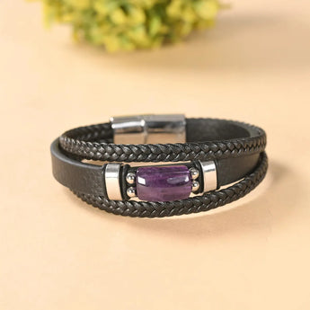 Amethyst Leather Bracelet – image 1