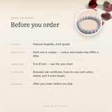 Angelite bracelet – before you order: size, what is in the box, energised after order