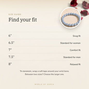Angelite bracelet size guide – 6 to 8 inch