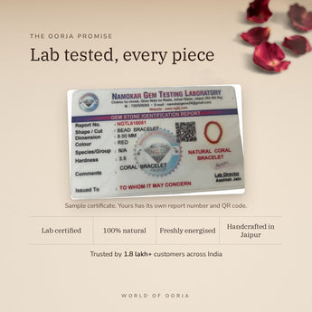 Red Coral Bracelet lab certificate with QR code – The Oorja promise