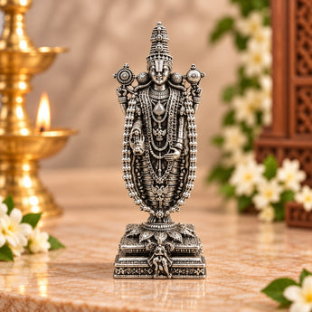 Tirupati Balaji idol in silver plated finish