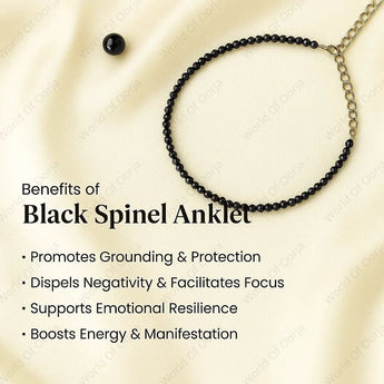 Black Spinel Anklet - WorldOfOorja