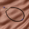 Black Tourmaline Anklet with Evil Eye Charm - WorldOfOorja