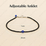 Black Tourmaline Anklet with Evil Eye Charm - WorldOfOorja