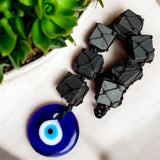 Black Tourmaline Cubes Hanging - WorldOfOorja