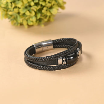 Black Tourmaline Leather Bracelet – image 4