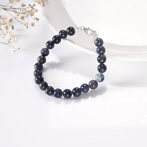 Natural Blue Sapphire Silver Adjustable Bracelet (Neelam) – image 1