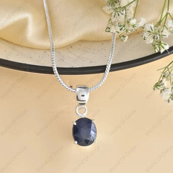 Blue Sapphire (neelam) Pendant - WorldOfOorja
