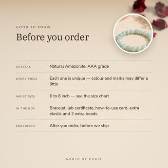 Amazonite Bracelet – before you order: size, what is in the box, energised after order