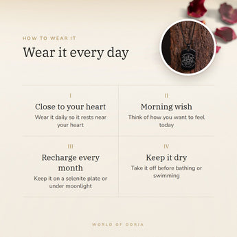 How to wear your 7 Chakra Flower of Life Pendant – daily wear, morning wish, recharge on selenite or moonlight