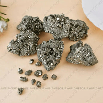 Raw pyrite cluster for wealth and abundance – natural money-magnet pyrite crystal cluster by World of Oorja