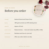 Garnet & Green Onyx Necklace – good to know before you order: what is in the box, energised after order
