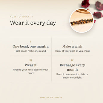 How to wear your Tiger Eye Mala – daily wear, recharge on selenite or moonlight