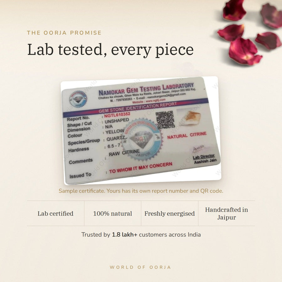 Raw Citrine Cluster – Wealth & Abundance lab certificate – World of Oorja