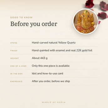 Hand-Painted Yellow Quartz Ganesha (443 g) – good to know before you order