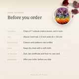 7 Chakra Owl – before you order: crystals, size, what is in the box, energised after order