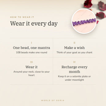 How to wear your Amethyst Mala – daily wear, recharge on selenite or moonlight