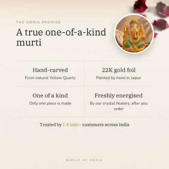 The Oorja promise – Hand-Painted Yellow Quartz Ganesha (442 g)